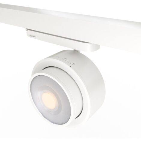 Projecteur LED circulaire pour rail triphasé 35W - ZOOM 15º- 45º - Blanc Neutre - Blanc