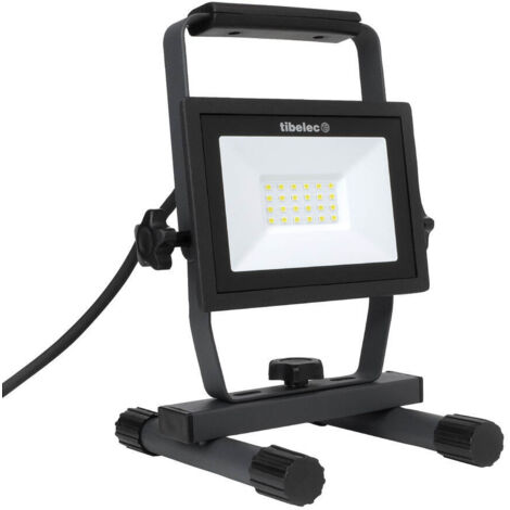 Projecteur LED de chantier filaire 20W, 1800 lumens, IP65, 4000K blanc-neutre - Tibelec