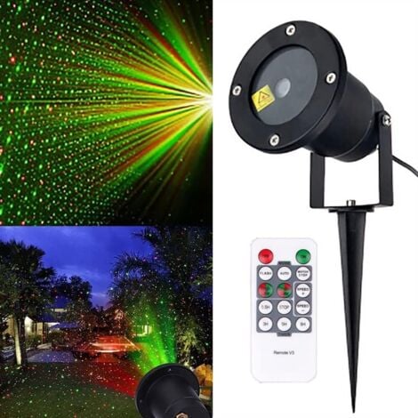 CLENF MALL Projecteur LED de Noël Extérieur avec Télécommande – Lumières Vertes et Rouges, Étoiles, Décoration Fête et Vacances