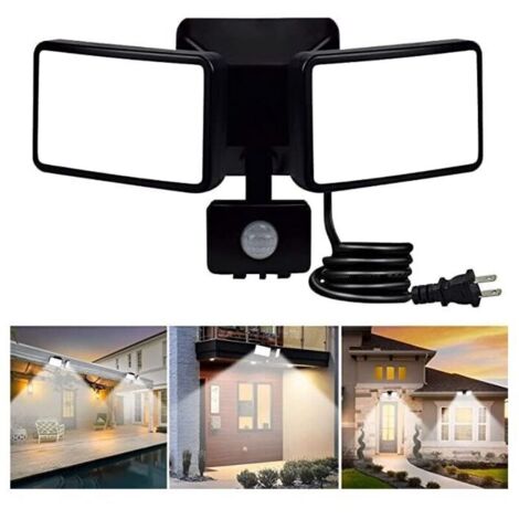 Projecteur LED d'extérieur 18 W avec détecteur de mouvement, réglable pour l'extérieur et l'intérieur, blanc froid 6 500 K, 1 200 lm, mode automatique pour garage, allée, escalier et jardin