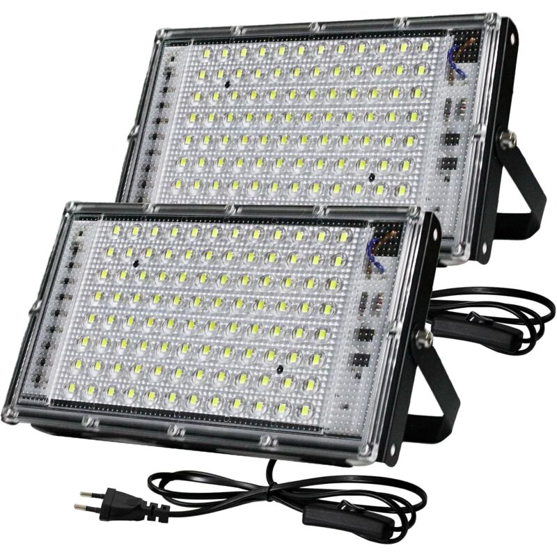 Projecteur LED d'extérieur double tête 100 W, blanc froid 6 500 K, 8 000 lumens, étanchéité IP65, idéal pour les jardins, garages, stades, usines et