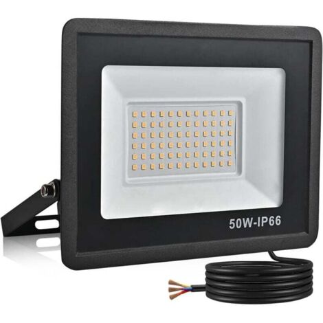 Projecteur LED d'extérieur, éclairage de sécurité étanche IP66 pour jardin, garage, cour, parking (lumière blanche froide, 50 W)
