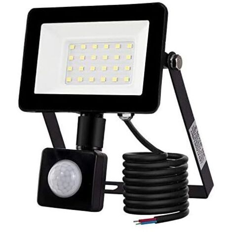 Projecteur LED d'extérieur Ulisem 20 W avec détecteur de mouvement 6 500 K IP66 avec détecteur de mouvement pour jardin, terrasse, pelouse, fête