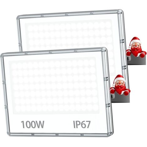 Projecteur LED Extérieur 100W - 10000LM Spot LED Extérieur Etanche IP67 6500K Blanc Froid 2 Pièce Phare Exterieur pour Jardin