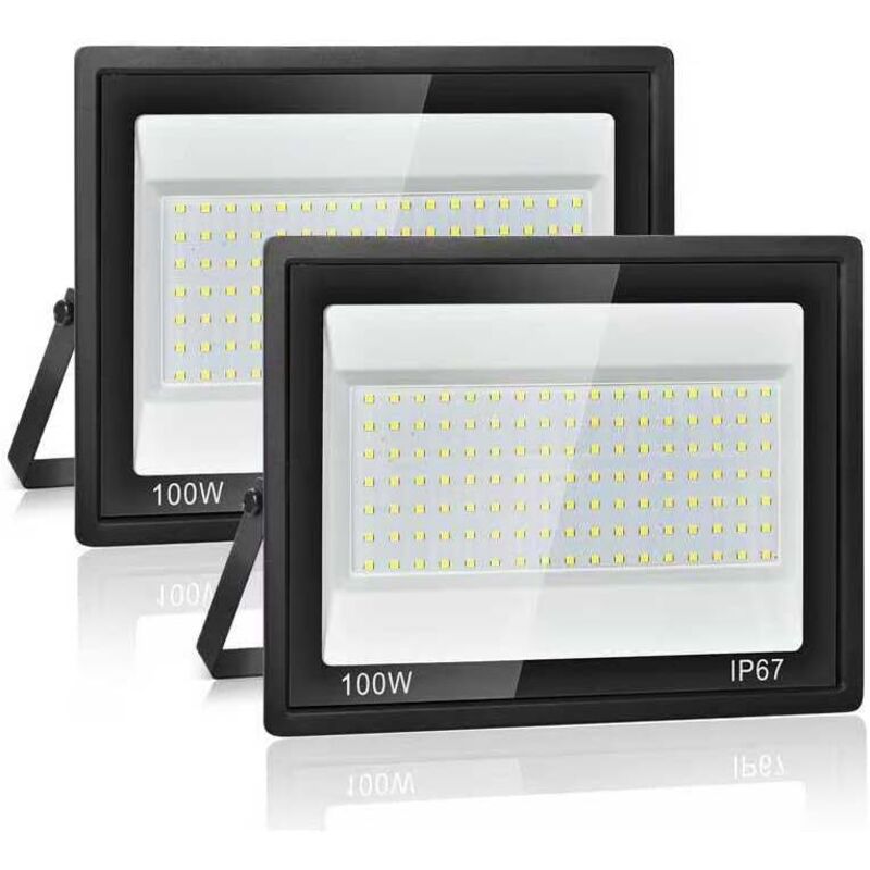 Projecteur LED Extérieur 100W,7000K Blanc Froid,10000LM Super Lumineux, IP67 Étanche, 119 LEDs, Spot Extérieur pour Jardin, Cour, Garage, Allée,