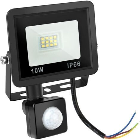 Projecteur LED Extérieur 10W - 6500K Blanc Froid - IP66 Etanche Eclairage Exterieur Avec Detecteur, Jardin, Patio, Garage