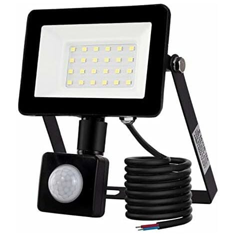 Projecteur LED extérieur 20W avec détecteur de mouvement 6500K Projecteur LED extérieur, IP66 avec lampe de sécurité à détecteur de mouvement, pour jardin, terrasse, pelouse, fête