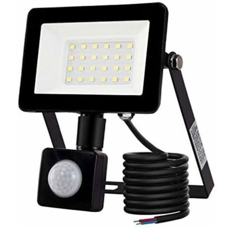 Projecteur LED extérieur 20W avec détecteur de mouvement 6500K Projecteur LED extérieur, IP66 avec lampe de sécurité à détecteur de mouvement, pour jardin, terrasse, pelouse, fête