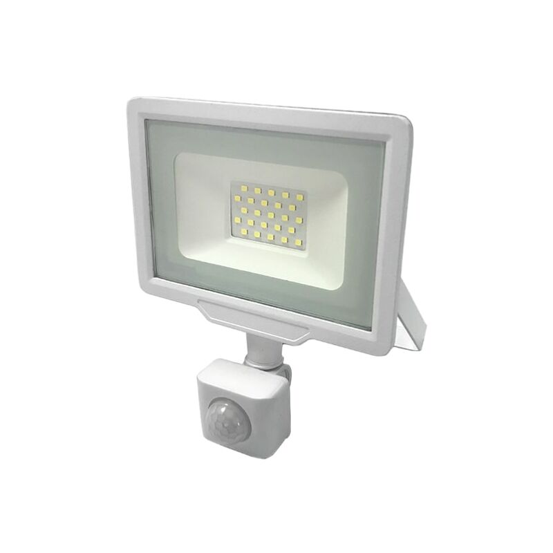 Projecteur led Extérieur 20W IP65 blanc avec Détecteur de Mouvement Crépusculaire 120° - Blanc Chaud Silumen