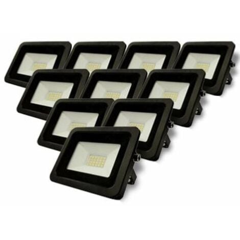 Projecteur LED Extérieur 20W IP65 Noir (Pack de 10) - Blanc Neutre 4000K - 5500K - SILAMP