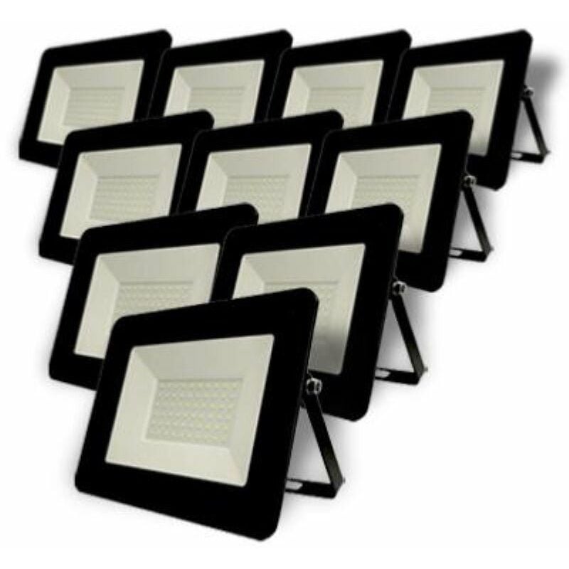 Silamp - Projecteur led Extérieur 30W IP65 Noir (Pack de 10) - Blanc Neutre 4000K - 5500K