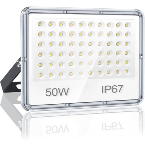 Projecteur LED Extérieur 50W, 5000LM 6500K Blanc Froid Spot LED, IP67 Imperméable Lampe avec 60 LEDs, Eclairage pour Jardin Patio Garage Entrée