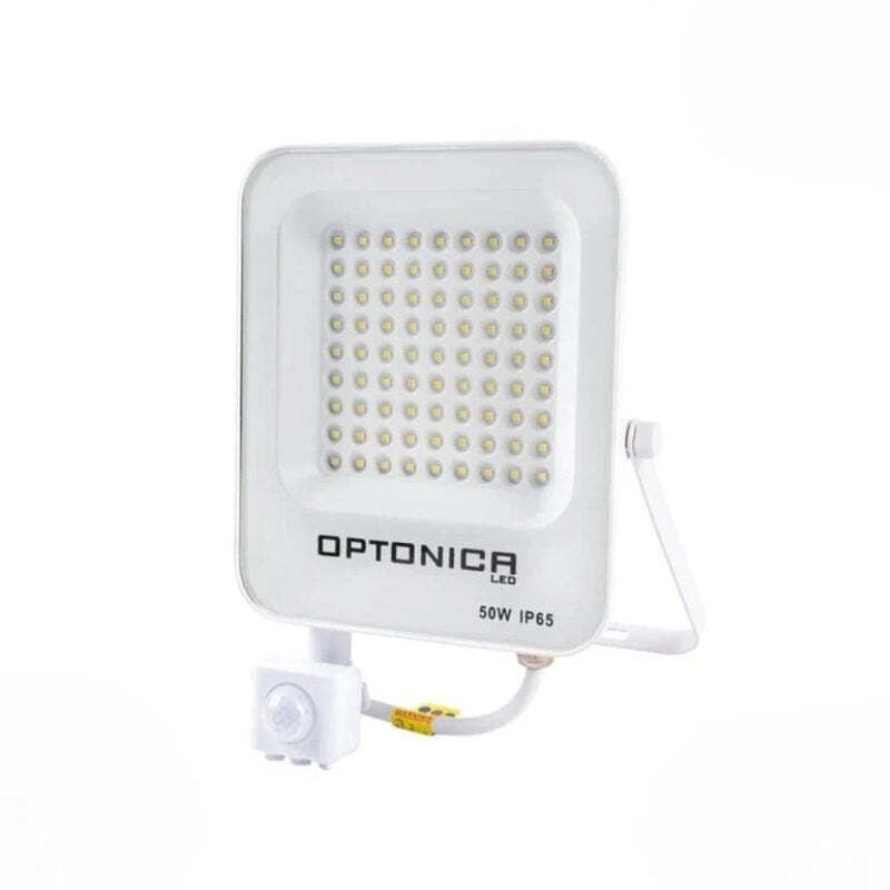 Projecteur led Extérieur 50W IP65 blanc avec Détecteur de Mouvement Crépusculaire - Blanc Neutre Silumen