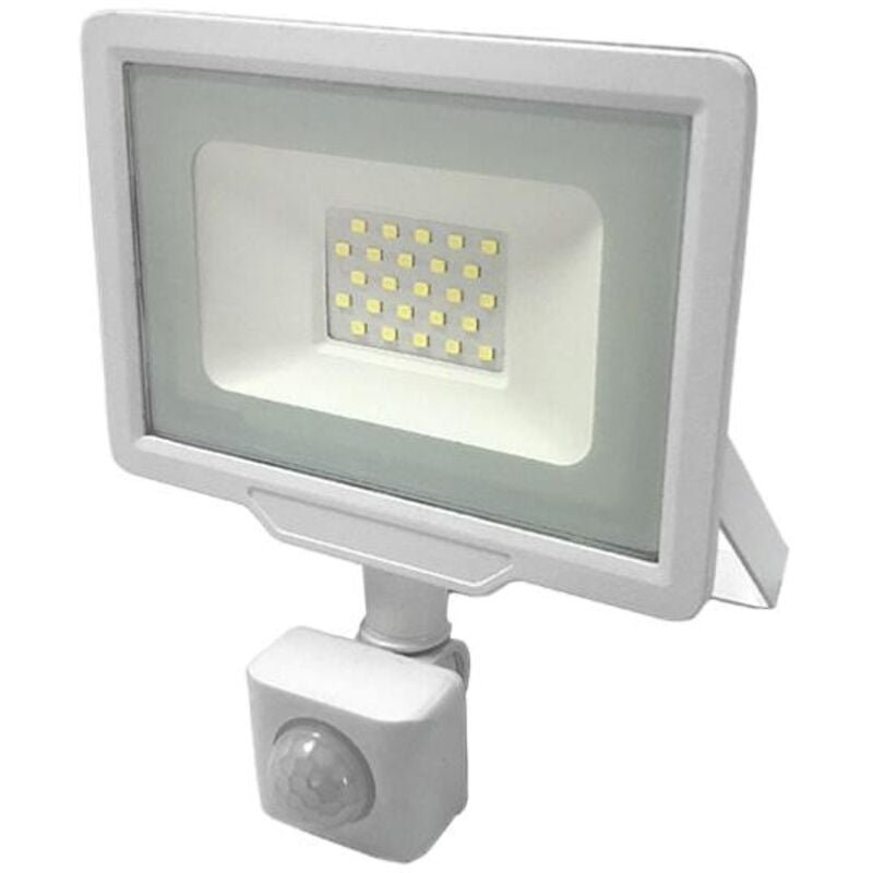 Projecteur led Extérieur 50W IP65 blanc avec Détecteur de Mouvement Crépusculaire - Blanc Froid Silumen