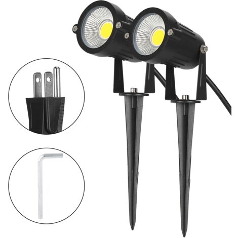 Projecteur LED Extérieur 5W Étanche pour Jardin Éclairage Paysager AC85-265V avec Prise US