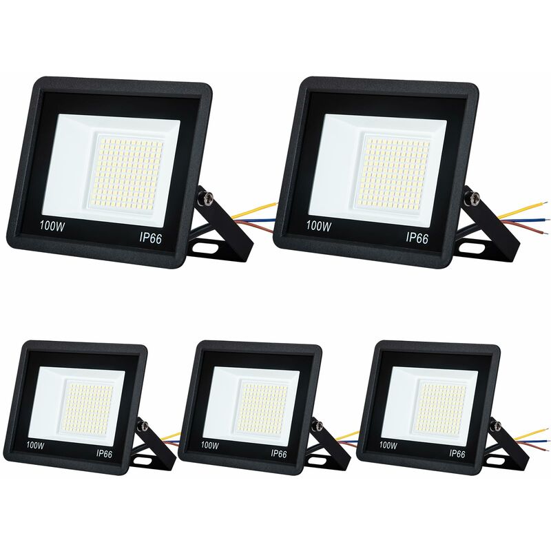 Projecteur led Extérieur 5x100W Super Lumineux - Lampe Murale en Aluminium, Lumière Froide Naizy