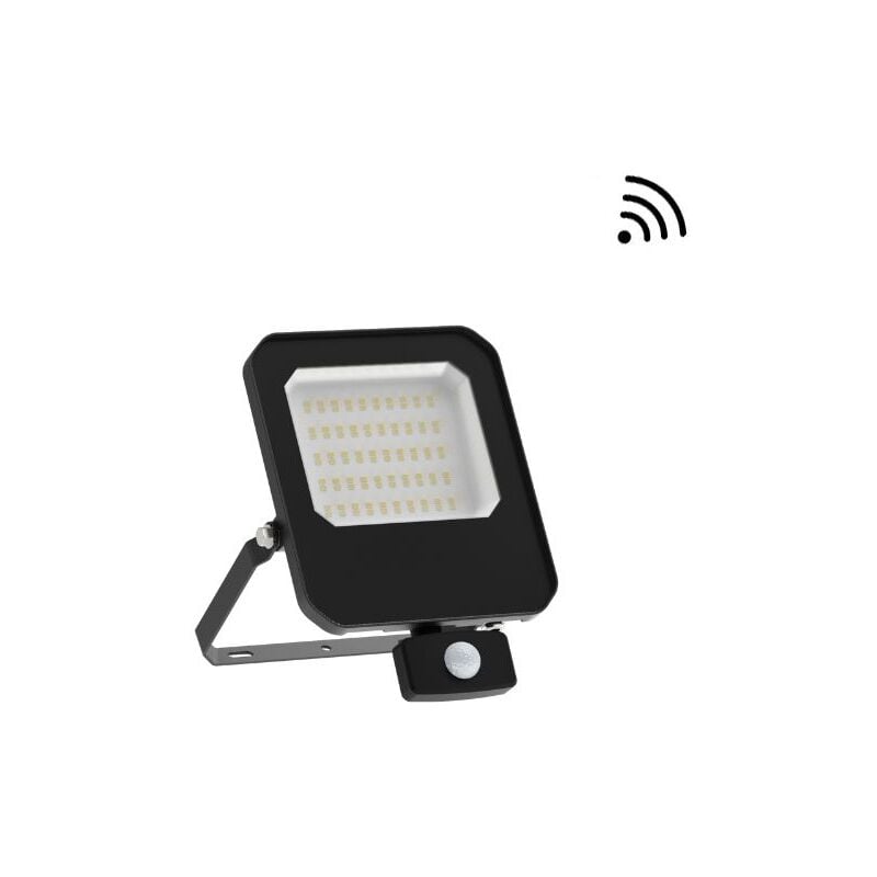 Projecteur led Extérieur avec Détecteur 50W 140lm/W IP65 Gris V1 - 110 deg - Blanc neutre - 4000K