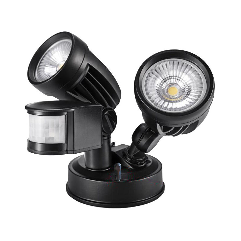 Projecteur led Exterieur Detecteur de Mouvement 26W, 3000lm Double-tête 180° Réglable Projecteur Exterieur led Etanche IP65 Spot led pour Le Garage,