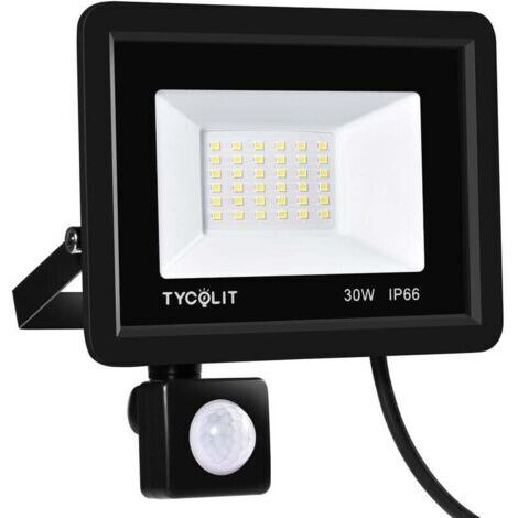 Projecteur LED Exterieur Detecteur de Mouvement 30W, Imperméable Spot LED Avec Détecteur, Blanc Froid Eclairage Exterieur, Lampe Exterieur pour Terrasse Garage Jardin