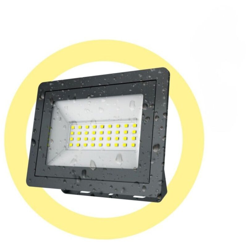 Projecteur LED extérieur - Slim - 50W - 4900lm - IP65 - Blanc Chaud - Noir Projecteur LED extérieur - Slim - 50W - 4900lm - IP65 - Blanc Chaud - Noir