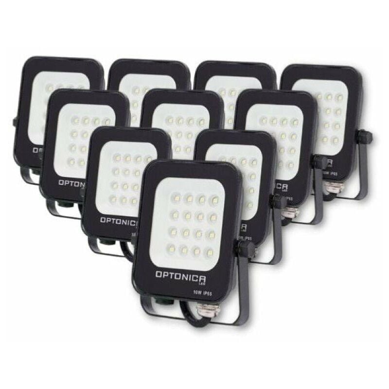 Silamp - Projecteur led Extérieur smd 10W IP65 Noir (Pack de 10) - Blanc