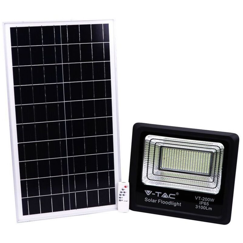 Projecteur led v-tac avec télécommande, panneau solaire 40 w, LiFePO4, minuterie, câble 5 m, blanc froid, noir, IP65 Projecteur led v-tac avec télécommande, panneau solaire 40 w, LiFePO4, minuterie, câble 5 m, blanc froid, noir, IP65