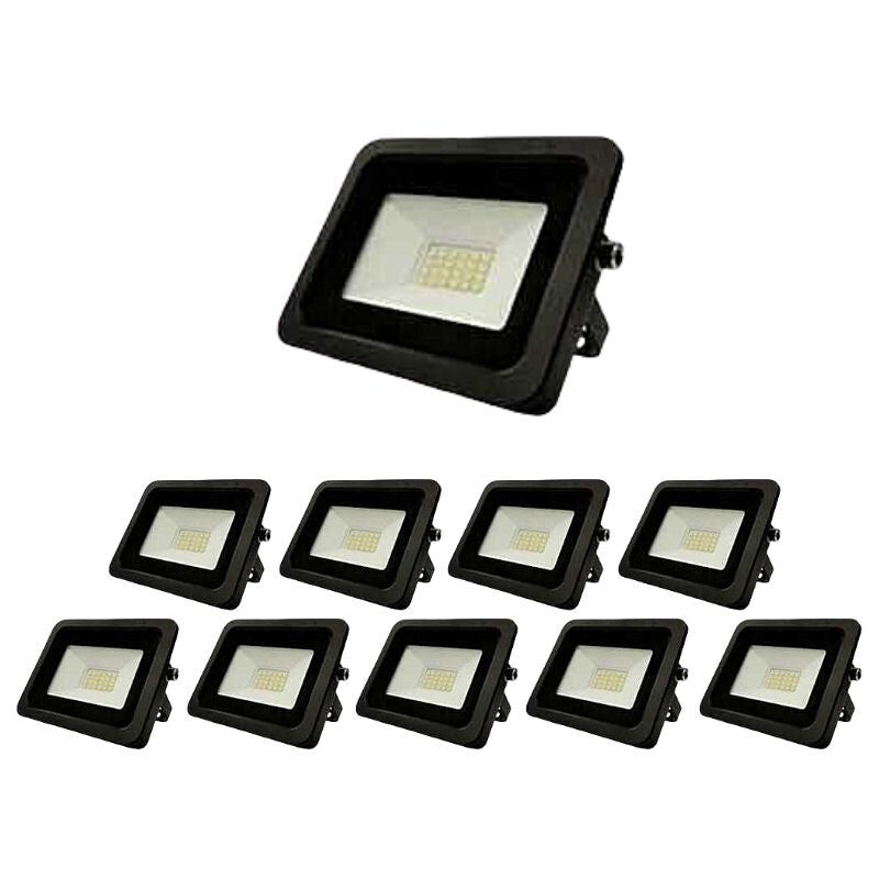 Projecteur led Extérieur 20W IP65 noir - Pack de 10 / Blanc Neutre Silumen