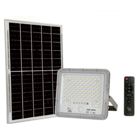 PROJECTEUR LED HAUTE LUMINOSITÉ AVEC PANNEAU SOLAIRE ET TÉLÉCOMMANDE CRÉPUSCULAIRE 100 W