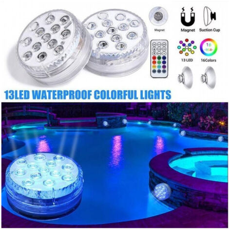Projecteur Led Immersion Pour Piscines 13 Led Rgb Multicolore Avec Télécommande Ip68