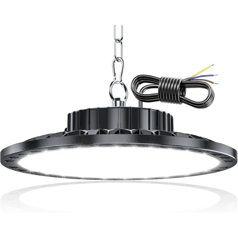 RHG Projecteur LED Industriel 100W 1 Pièces, 10000LM UFO Éclairage de Plafond LED, IP65 Étanche Lampe Atelier, 7000K Blanc Froid Plafonnier LED pour