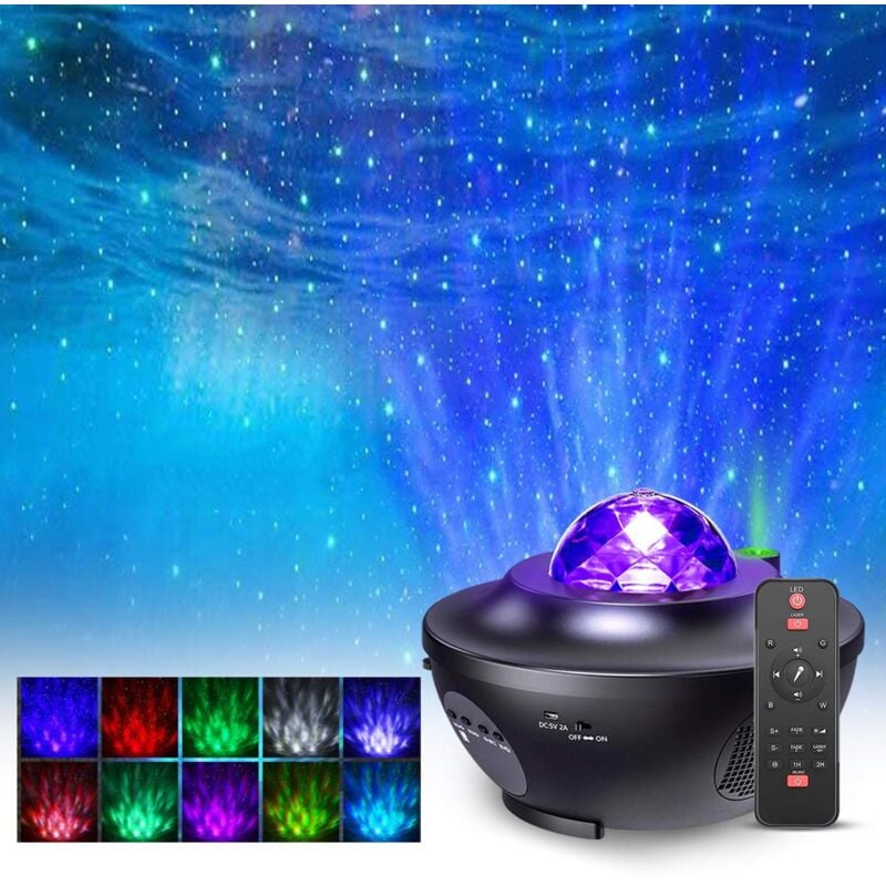 Projecteur détoiles, Projecteur Galaxie Bluetooth RGBW,Veilleuse led étoile Haut-Parleur Capteur de Son Contrle avec Télécommande pour Décoration de