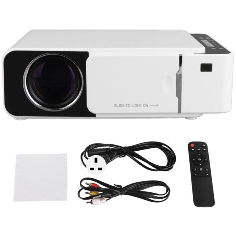Projecteur LED Mini Portable T5, Home Cinema HD, Lecteur Multimédia, Alimentation 100‑240V, Blanc, Prise UK