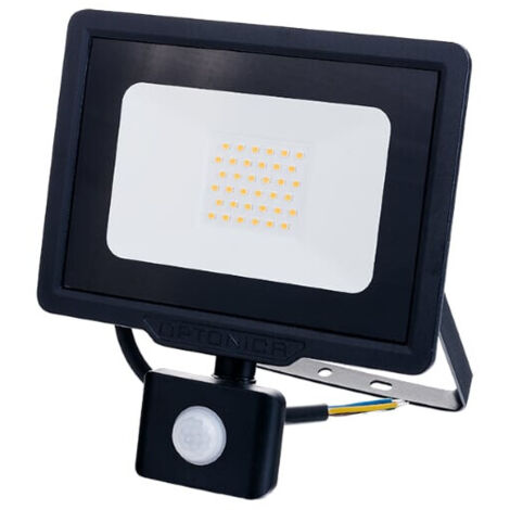 Projecteur LED Noir 50W (250W) à Détecteur IP65 4000lm - Blanc Naturel 4500K