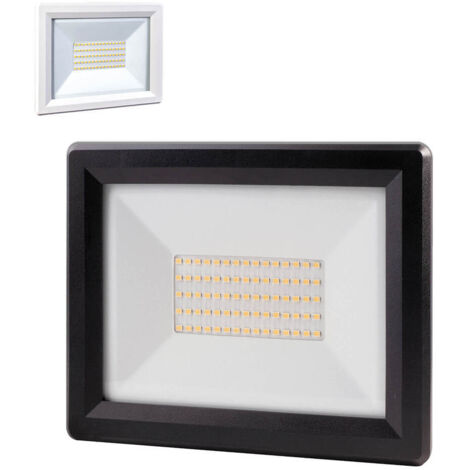 Projecteur LED Noir 50W, 5500 lumens, IP65, 4000K Blanc-neutre, connecteur rapide, fixation orientable 3D - Tibelec