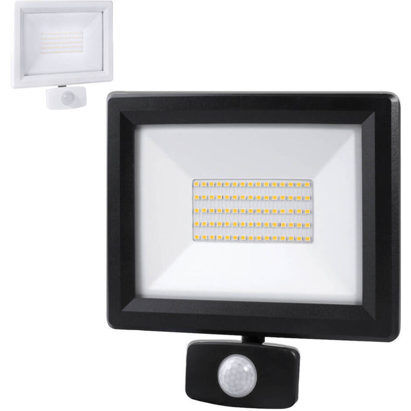 Projecteur led 50W, 5500lm, Noir, avec Détecteur de Mouvement, IP65 Tibelec