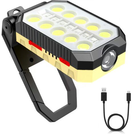 Projecteur LED Portable 1500 Lumens 4800mAh Lanterne LED Rechargeable 30W Lanterne Portable avec USB Lampes Torches 4 Modes d'éclairage Lampe de Travail avec la Base Magnétique et Le Crochet