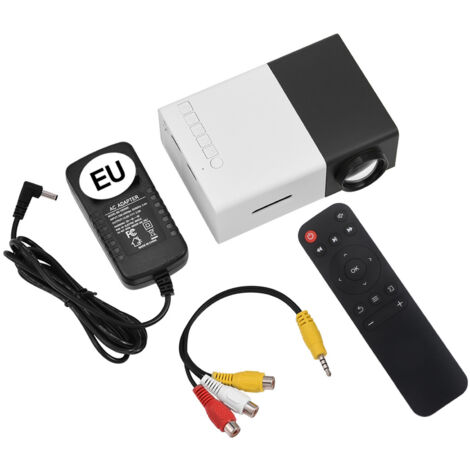 Projecteur LED Portable Mini Home Cinéma Multimédia Noir Blanc Prise EU