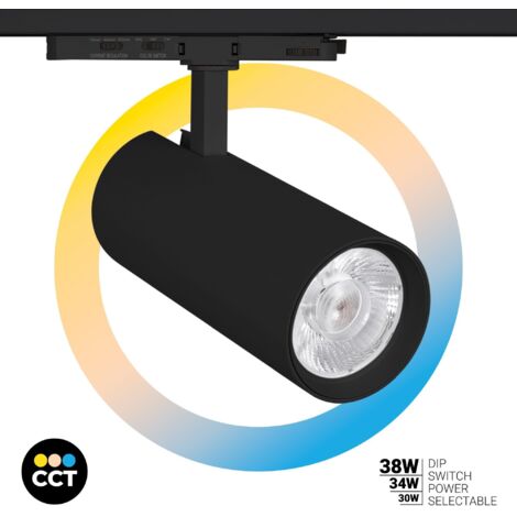 Projecteur LED pour rail triphasé - Puissance réglable : 30W/ - Noir