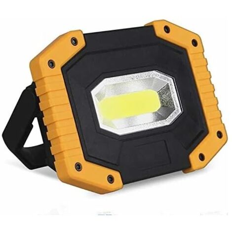 Projecteur LED rechargeable 30 W 2000 lm, lampe de chantier, 3 modes, lampe torche LED USB portable, convient pour le camping, les chantiers, les garages et les ateliers (1 unité)