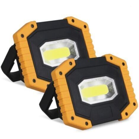 Projecteur LED Rechargeable 30W 2000 LM Projecteur Chantier Lumière de Travail avec 4X Batterie 3 Modes Lanterne Portable Projecteur LED USB pour Camping, Chantier, Garage, Atelier(2 pack) NPTERBL