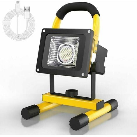 DERRUI Projecteur LED Rechargeable 30W 2500LM Projecteur Chantier 6000mAh Lumiere LED Sans Fil Exterieur Projecteur LED Batterie Projecteur LED Portable Lampe de Chantier Lampe de Travail avec USB