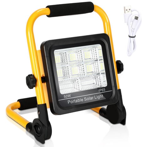 SWANEW Projecteur LED Rechargeable 50W Projecteur Chantier 6000mAh Lumiere LED Sans Fil Exterieur Batterie Projecteur LED Portable Lampe de Chantier Lampe de Travail avec USB