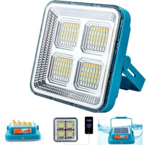 Projecteur LED Rechargeable 7000LM, Solaire, 4 Modes, 12000mAh, USB, Lampe de Travail Pliable