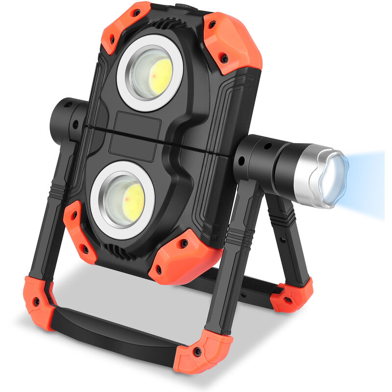 Projecteur led Rechargeable Extérieur Lampe de Travail Portative et Flexible Rotation à 360° avec Batterie Rechargeable Équipé avec 5 Modes Lanterne