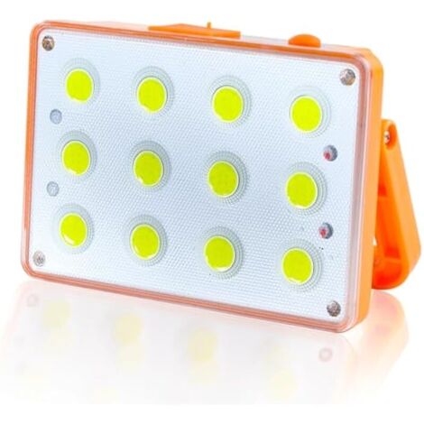 Projecteur LED Rechargeable, Projecteur LED Chantier Portable Solaire, 4 Modes 6000mAh avec Panneau Solaire, Lampe de Travail IP42 Étanche Pour Camping Chantier jardin Garage Urgence Atelier Pêche