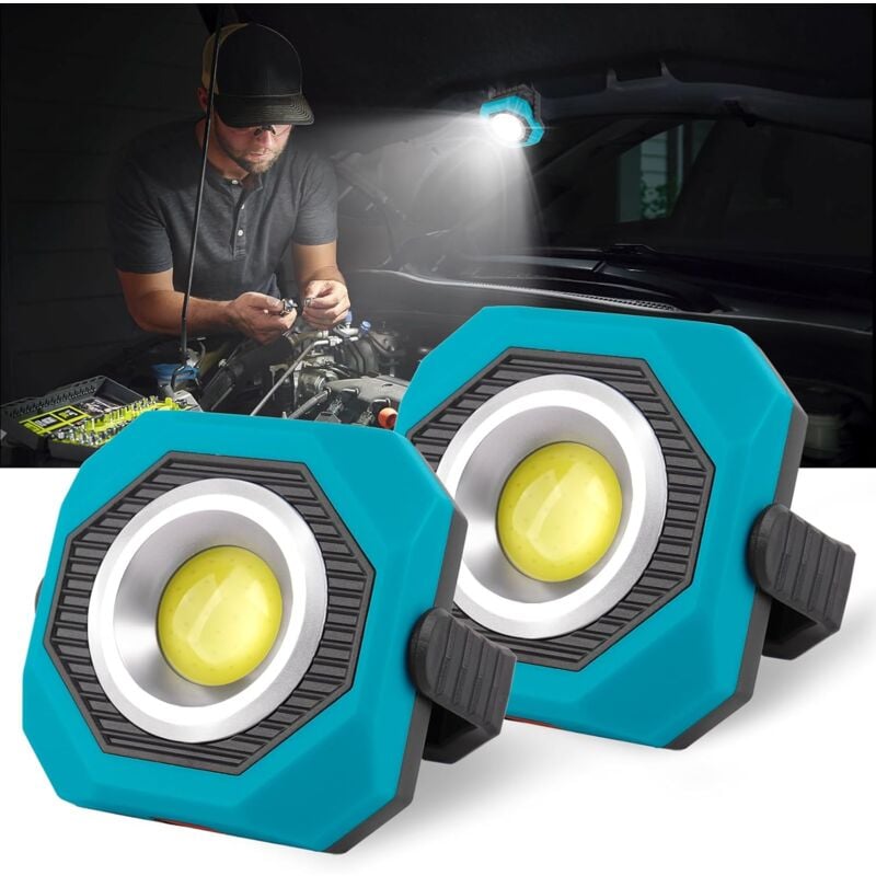 Projecteur led Rechargeable Solaire 3 Modes Projecteur led Chantier Projecteur Chantier Portable avec usb, support 360°, base magnétique, Lampe de