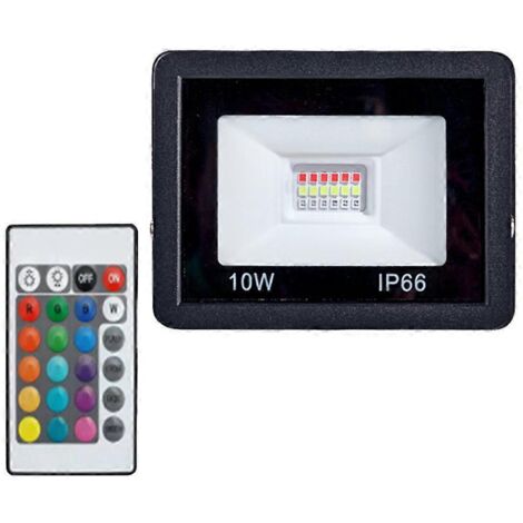 Projecteur LED RGB 10 W avec réflecteur RGB, étanchéité IP66 et télécommande