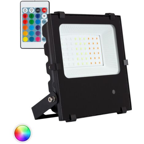 Ledkia – Projecteur LED RGB 30W 135lm/W – Dimmable – IP66 – Angle de diffusion 120º – Télécommande incluse – Pour éclairage extérieur