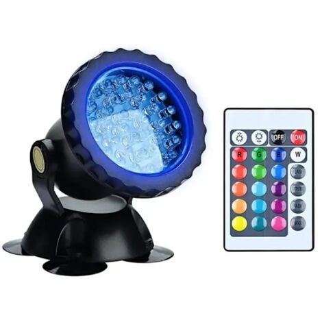 Projecteur LED RGB pour aquarium, étanche IP68, avec télécommande et angle réglable, idéal pour aquarium, bassin et piscine - Lot de 1 (Classe énergétique A)