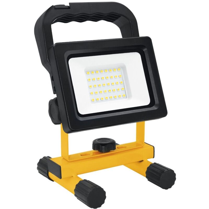 Projecteur led rotatif rechargeable avec 2 modes d'éclairage et support (20W 6400K 1600lm) IP54 13x21x12cm